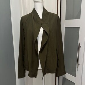 Max Studio Olive Open Drape Front Blazer